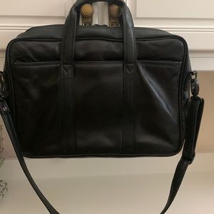 NWOT Genuine black leather slim briefcase